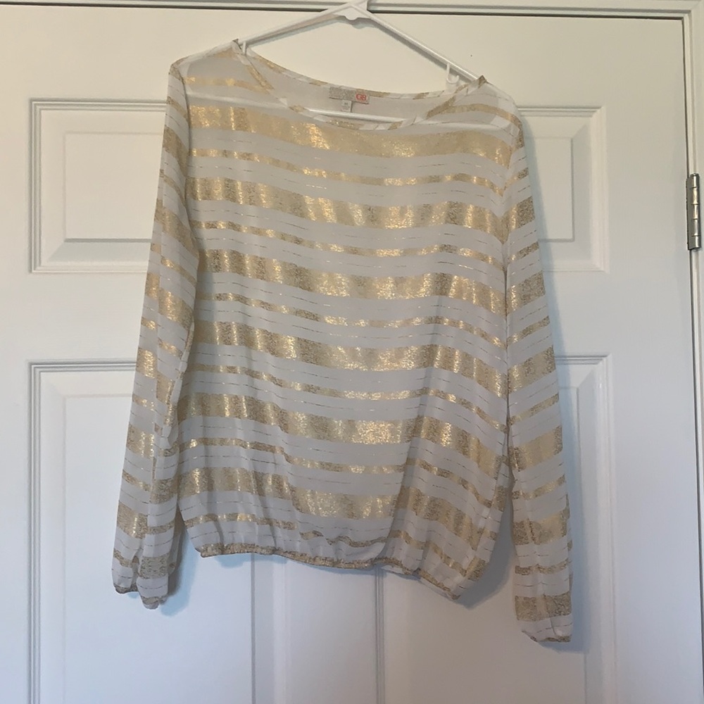 Gold and white sheer top